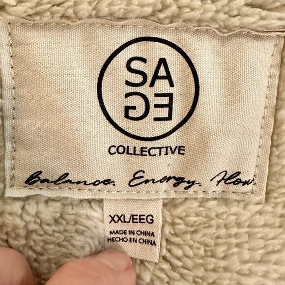 Sage Sherpa Lined Fleece Women's Jacket Size XXL Gray Plaid Lightweight Boho NEW - Picture 4 of 14